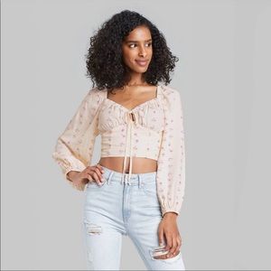 Women’s puffsleeve sweetheart milkmaid cropped top
